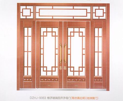 格子玻璃四开门母门